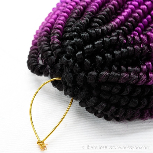 Spring Twist Crochet Braiding Hair Ombre Colors Black/Purple/Blue Synthetic Hair Extensions High Temperature Fiber 8Inch 100g